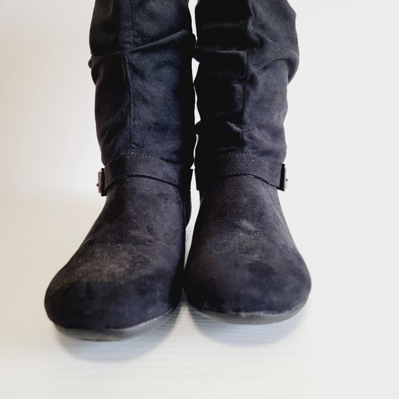 Report Footwear Flat Black Suede Mid-Calf Boot with buckle detail - Picture 8 of 11